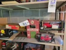 Assorted die cast trucks and cars, Vintage Rich truck terminal