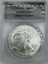 2000 Graded American Silver Eagle .999 Silver MS69