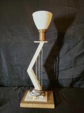 Vintage MCM plastic table lamp with wood base