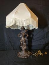 Vintage art nouveau style pot metal lady figure lamp