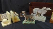 Porcelain Dog Greyhound Figurines , Marble Bookends , and more