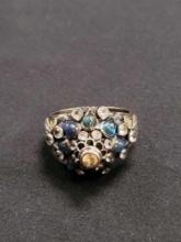 10K Gold/gemstone Thai princess ring, 5.6g, size 5.5