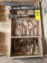 antique wrenches - nail puller - squares - ant level and straight edge