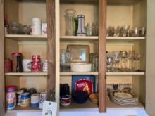 Cupboard Contents, Plates, Stemware, Mugs, Bowls, and more