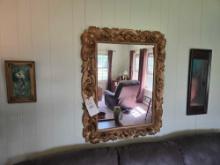 Large Mirror, (2) Early Framed Prints