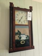 Eli Terry Jr. Co Reverse Painted Clock (cracked glass)
