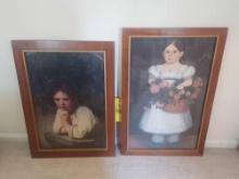 2 Framed Girl Paintings