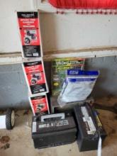 Spare tire mounts, batteries and crack repair kit