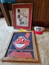 Framed Cleveland Indians Poster, Framed St. Louis Cardinals Poster, & Ohio State Vs. Notre Dame Har