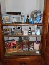 Hallway Closet Contents - Miniature Lighthouses, Frames, Sky Caddie System, & Small Decor