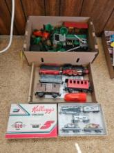 2 Boxes of Toy Trains - Golden Bright, Revell, & more