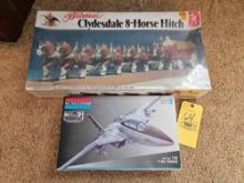 2 Model Kits - Monogram F-14 Tomcat & AMT Budweiser Clydesdale 8-Horse Hitch Carrage