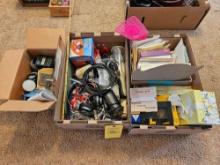 3 Boxes of Office Supplies & Small Items