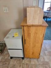 Small Rolling Filing Cabinet, Wooden Rolling Storage Cabinet, & Bread Box