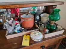 Small Oil Lamp, Ice Bucket, Dishes, & Small Decor