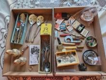 Silver Plated Flatware, Small Pocket Knives, Matchbooks, & Small Collectables