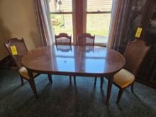 Solid Wood Dining Table w/ 4 Chairs & Leave