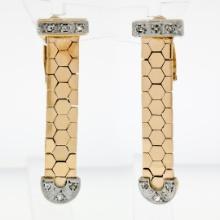 Retro Vintage 18K Gold 0.30 ctw Diamond Milgrain Flexible Clip-On Drop Earrings