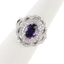 2.18 ctw UNHEATED Pinkish Purple and 1.29 ctw Diamond Platinum Ring (GIA CERTIFI