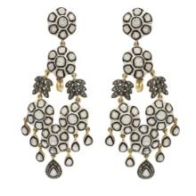 3.07 ctw Silver and Gold Dangle Earrings
