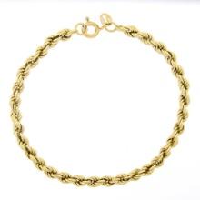 Classic Solid 14k Yellow Gold 7" 4.1mm Polished Rope Link Chain Bracelet