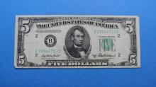 1950 B Federal Reserve Bank Note Five Dollar Bill $5