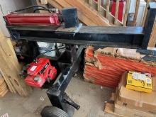 gas powered log splitter on trailer