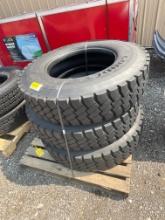 (3) Goodyear G177 11R22.5 commercial truck tires USED Virgin Tread Surplus Take Off