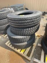 (4) 12R22.5 commercial truck tires USED Virgin Tred Surplus Take Off