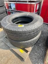 (2) Michelin XZUS 2 315/80 R 22.5 commercial truck tires USED Virgin Tread Surplus Take Off