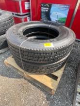 (2) 11R24.5 commercial truck tires USED Virgin Tread Surplus Take Off