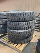 (4) Firestone 12R22.5 commercial truck tires USED Virgin Tread Surplus Take Off