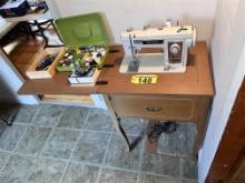 BROTHER OPUS 191 SEWING MACHINE STATION, 22.5" DROP-LEAF, OVERALL WIDTH: 45"
