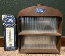 Ford Metal Thermometer & Wall Shelf