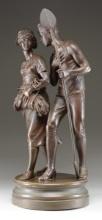 LARGE BRONZE OF A FRENCH SAILOR WITH A FARM MAIDEN
