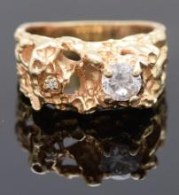 SOLID GOLD NUGGET RING.