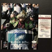 Autographed/Signed Jason Kelce Super Bowl Parade Speech Mummers Eagles 8x10 Photo JSA COA