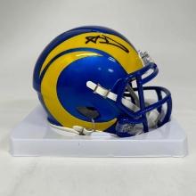 Autographed/Signed Aaron Donald Los Angeles Rams Speed Mini Football Helmet Beckett COA
