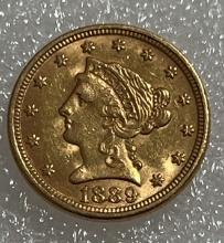 1889 Gold Quarter Eagle $2.5 Liberty Head AU