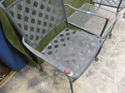 Pair Heavy Iron Patio Chairs w/ Small Table