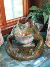 Glazed Pottery Sculpture, inc: Large Frog (damage)
