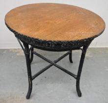 Antique Wicker Table with 1/4 sawn Oak Top